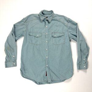 The Territory Ahead Mens Pearl Snap Pocket Shirt Blue Sz M/L Western Cowboy